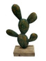 Cactus Sculpture on Wood Block Base