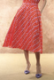 Hanita - Orange Embossed Print Cotton Skirt