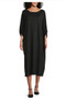 Wilder Modal Ponti Boat Neck Dolman Sleeve Midi Black Dress