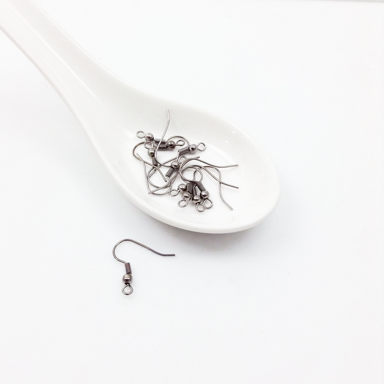 Earring Spring-Ball Hooks Black Nickel Colour [5 pairs] - Harmony Beads ...