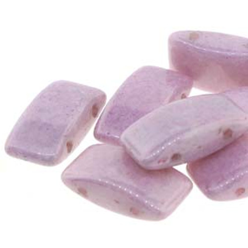 Czech Glass 2-hole Carrier Beads 9x17mm, LILAC LUSTER [15 bds/strand]