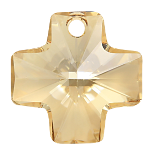 Swarovski 6866 Square Cross Pendant 20mm Crystal Golden Shadow [1 pc]