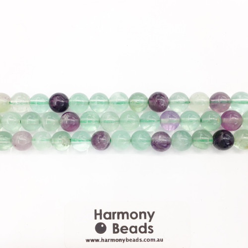 Fluorite Smooth Round Beads, Natural, 8mm