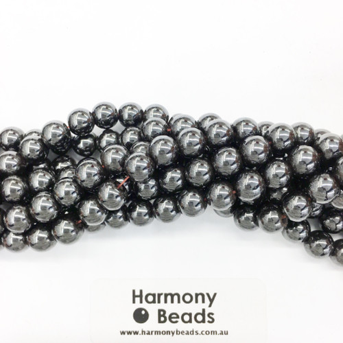 Magnetic Hematite Smooth Round Beads, Natural, 8mm