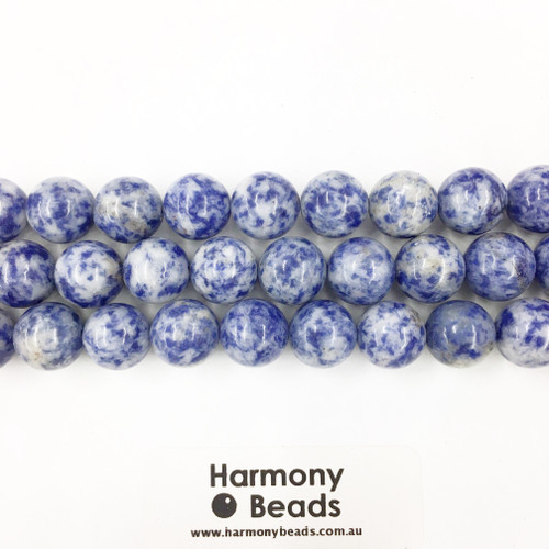 Sodalite / Denim Lapis Smooth Round Beads, Natural, 12mm
