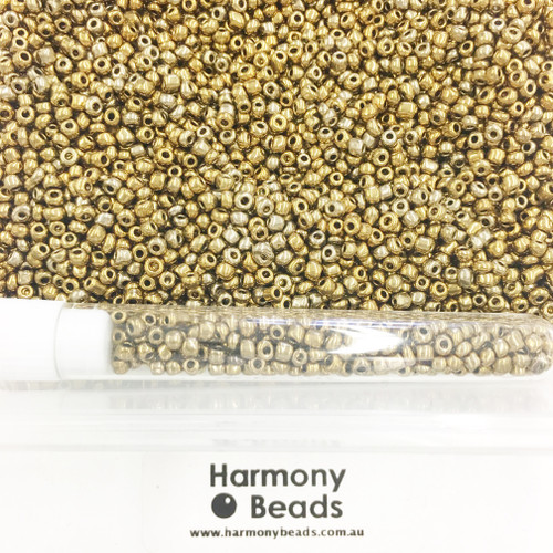 Glass Seed Beads 8/0 Metallic Light Bronze [5 gram tube]