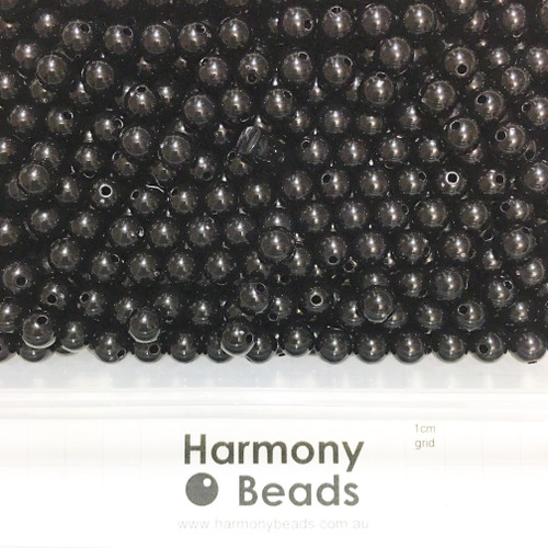 Acrylic Smooth Round Beads - 8mm - BLACK OPAQUE