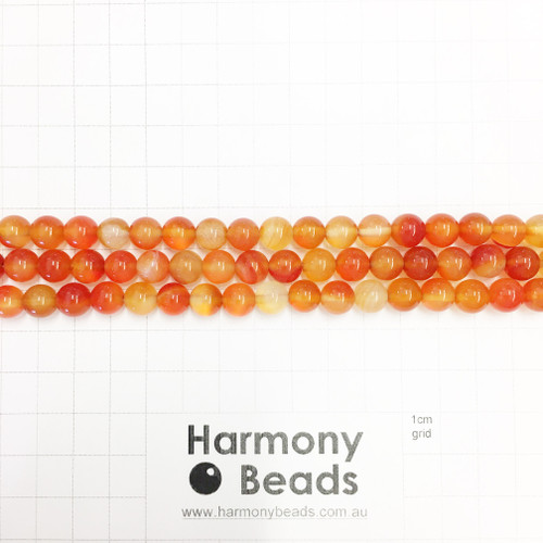 Carnelian Smooth Round Beads, 8mm