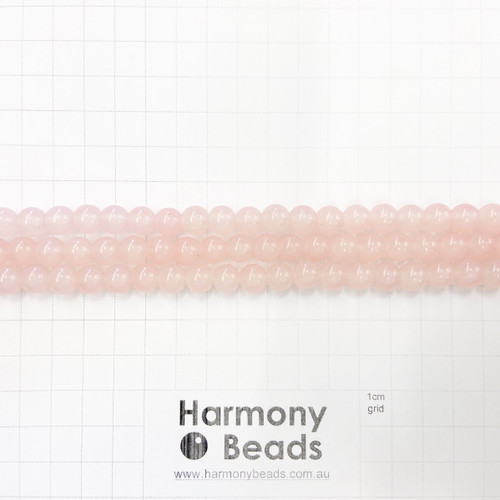 Translucent Smooth Round Glass Beads, 8mm, MILKY PASTEL PINK