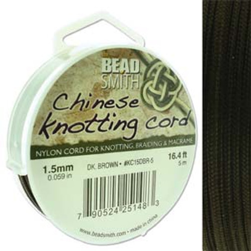 Macrame / Chinese Knotting Cord, Dark Brown, 1.5mm