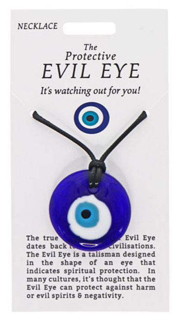 Evil Eye Adjustable Necklace EE03, Round, Blue, Pendant Diameter 3.5cm