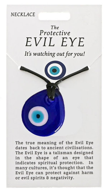 Evil Eye Adjustable Necklace EE04, Tear Drop, Blue, Pendant Diameter 3x3.5cm