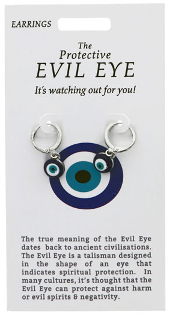 Evil Eye Earrings EE22, Blue, Silver Colour Earrings