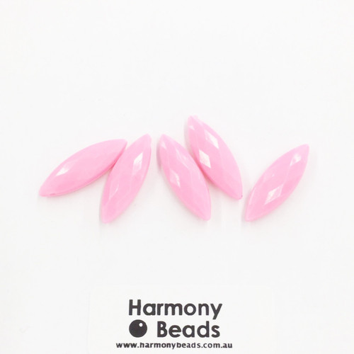 Acrylic Faceted Marquise Drop - 30x10mm - BRIGHT PINK OPAQUE [5 pcs]