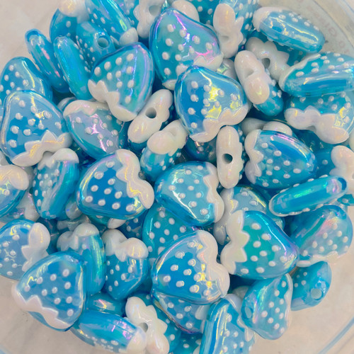 Acrylic Plastic KAWAII Cute Aesthetics STRAWBERRY BEADS ~20mm - AQUA BLUE [5 pcs]