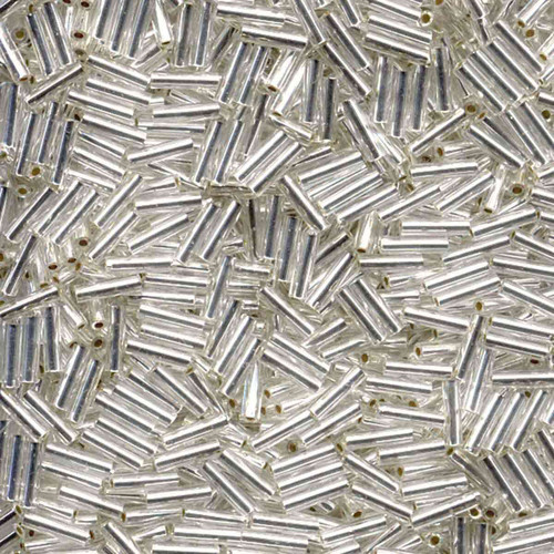 Miyuki Bugle Beads, 6mm, BGL2-9061 Silver Lined Silver