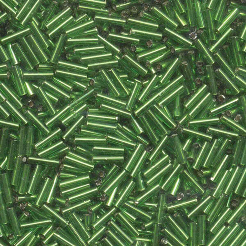 Miyuki Bugle Beads, 6mm, BGL2-9065 Silver Lined Green