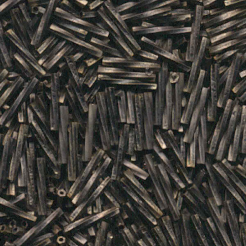 Miyuki Twist Bugle Beads 2x12mm, TW2012-1275, Gold Antiqued Matte Black