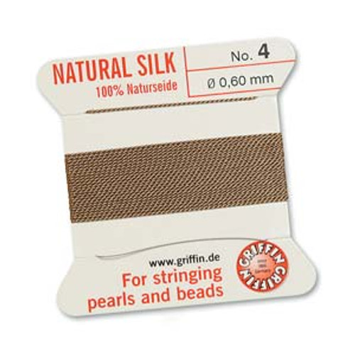 Griffin Silk Beading Cord - BEIGE, 2 metres