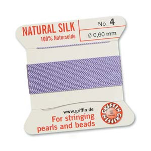 Griffin Silk Beading Cord - LILAC, 2 metres