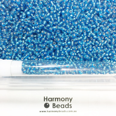 Glass Seed Beads 8/0 SKY BLUE SILVER-LINED [5 gram tube] - Harmony ...