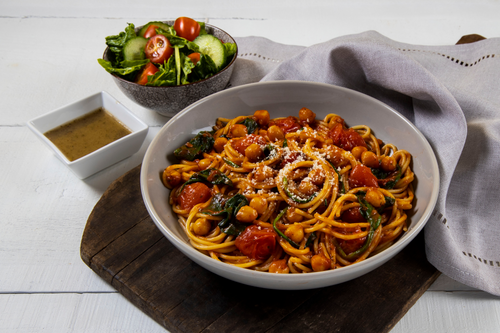 Roasted Tomato & Chickpea Spaghetti in tiffin