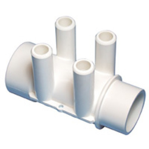 Waterway Manifold 4 port 3/4", flow thru 1 side, 2"S x 2" Spg - 672-4160