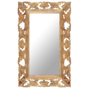 Hand Carved Mirror Brown 31.5"x19.7" Solid Mango Wood Hand Carved Mirror Brown 31.5"x19.7" Solid Mango Wood