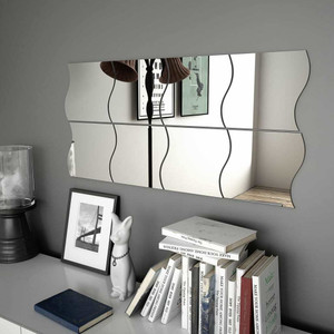 Wall Mirrors 8 pcs 7.9"x7.9" Wave Glass Wall Mirrors 8 pcs 7.9"x7.9" Wave Glass