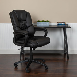 Flash Fundamentals Big & Tall 400 lb. Rated LeatherSoft Swivel Office Chair with Padded Arms, BIFMA Certified Flash Fundamentals Big & Tall 400 lb. Rated LeatherSoft Swivel Office Chair with Padded Arms, BIFMA Certified