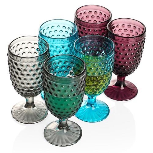 Hobnail Collection Glass Beverage Goblets set