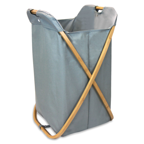 Oceanstar Bamboo Folding X-Frame Laundry Hamper Sorter