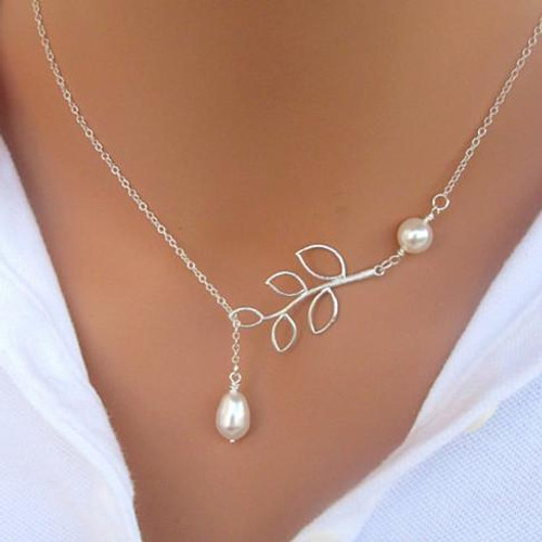 Pearls Of Joy Lariat Necklace In White Gold And Yellow Gold Plating