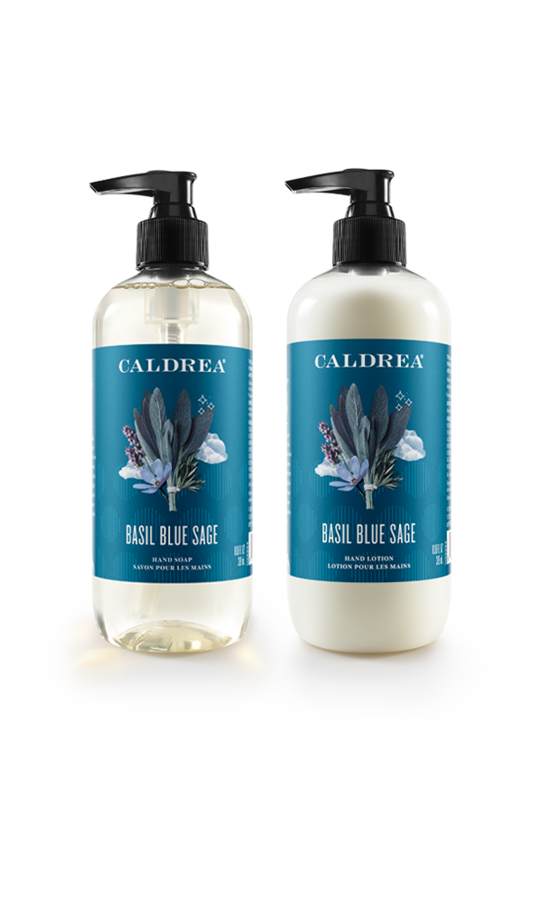 Basil Blue Sage Soothe + Smooth Set | Plant-Based Hand Care, Soaps Lotions | Signature Home Scents | Caldrea