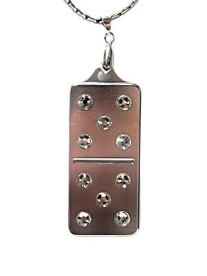 Polished Solid Aluminum Domino Pendant with Swarovski Crystals