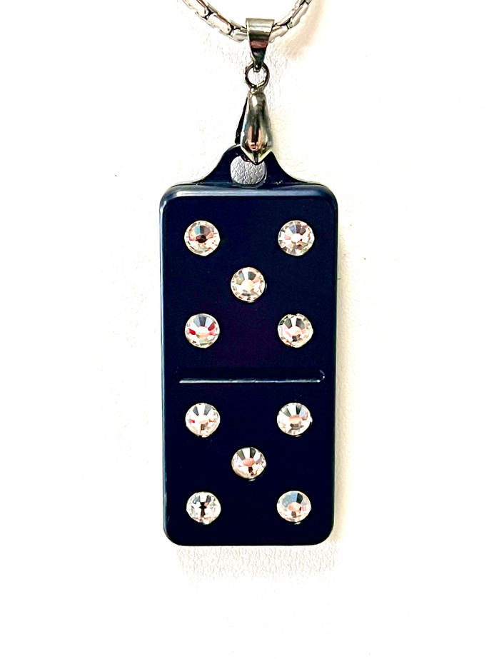 Black Domino Pendant with clear Swarovski crystals