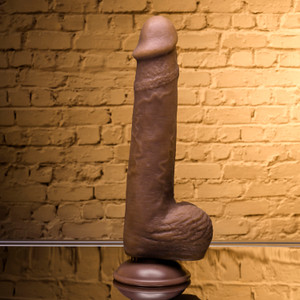 7” Natural Feel Flexskin Dildo, Dark 7” Natural Feel Flexskin Dildo, Dark