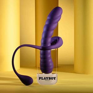 Twisted Playground Vibrator with Detachable C-Ring Anal Tail from Playboy Pleasure by Evolved Novelties PB-RS-6657-2 Twisted Playground Vibrator with Detachable C-Ring Anal Tail from Playboy Pleasure by Evolved Novelties PB-RS-6657-2