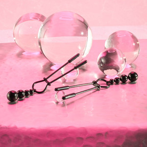 Beaded Nipple Clamps - Black Chrome Beaded Nipple Clamps - Black Chrome