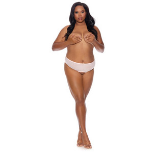 Crotchless Mesh Brief Peach Plus Size Crotchless Mesh Brief Peach Plus Size