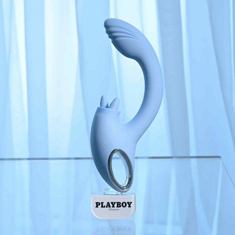 Sapphire Sky Dual Vibrator with Double-Tongued Clitoral Stimulator by Playboy Pleasure PB-RS-4509-2