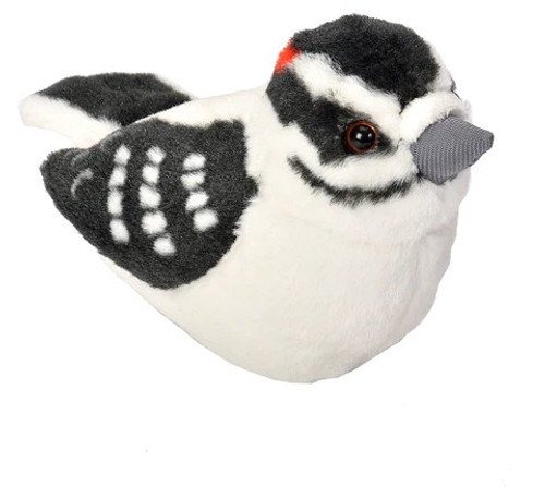 Audubon 2 Downy Woodpecker Plush Toy Bird with Authentic Call Sound