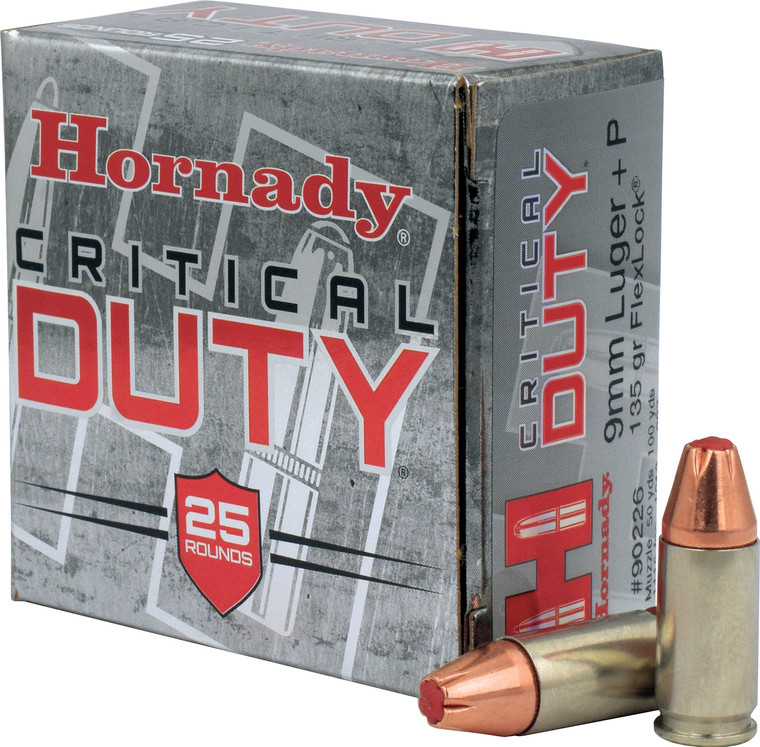 Hornady Critical Duty 9mm Luger +P 135gr FlexLock 250 Rd Case