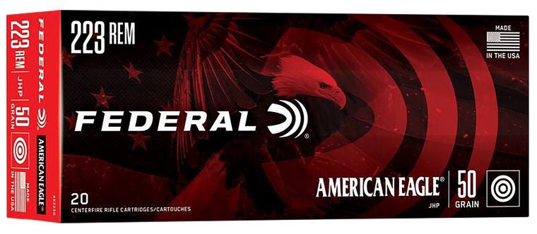 Federal American Eagle .223 Rem 50gr Jacketed Hollow Point 500 Round Case