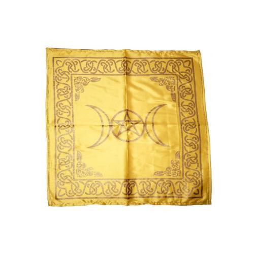 Triple Moon with Pentagram Altar Cloth Golden Prana Blessings Metaphysical Shop