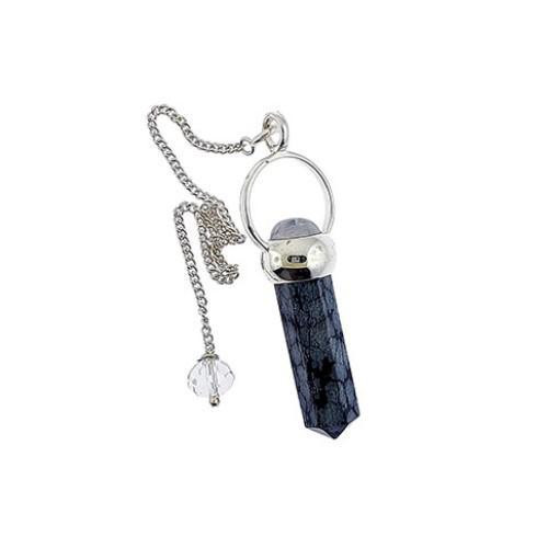 Snowflake Obsidian and Moonstone Pendulum | 005636