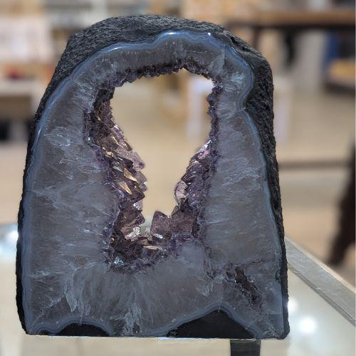Front view of Amethyst crystal for meditation or healing space