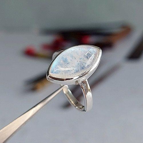 Sterling silver Marquesa Rainbow Moonstone ring handcrafted by Crystal Earth Studios, size 9 artisan gemstone jewelry. Sterling silver Marquesa Rainbow Moonstone ring handcrafted by Crystal Earth Studios, size 9 artisan gemstone jewelry.
