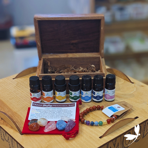 Reiki infused chakra oils and stones set