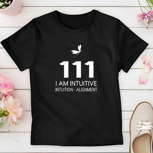 111 Angel Number T-Shirt — “I Am Intuitive” | Crew Neck | Large